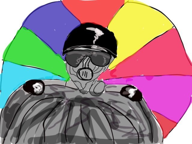 person in Gas Mask Umbrella hand drawn on dada.art